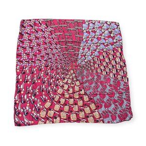 Pineda Covalin Silk Scarf Pink Abstract Folk Art Square Luxury Mexican Designer
